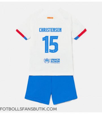 Barcelona Andreas Christensen #15 Replika Bortatröja Barn 2023-24 Kortärmad (+ Korta byxor)